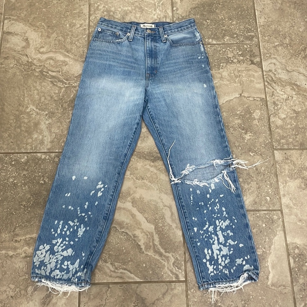 Madewell Women's Light‎ Wash Bleach Distressed Dadjean Size 26